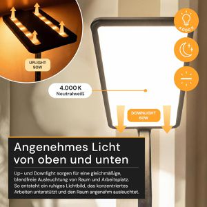 Produktbild für Stehlampe Enovalite ELED700113, LED, schwarz, 199 cm