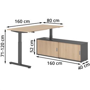 Produktbild für Schreibtisch Hammerbacher XMST 34119, eiche, mit Sideboard