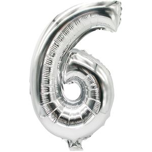 Luftballons Papstar 86836 Zahlenballon 6, silber