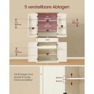 Produktbild für Küchenschrank Vasagle BBK364W02, weiß, (BxH) 80 x 179 cm