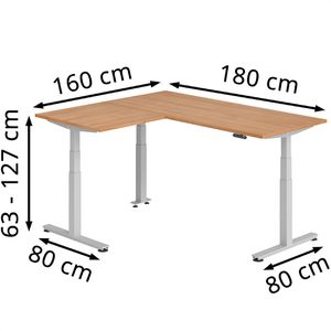 Produktbild für Schreibtisch Hammerbacher XDSMW, nussbaum / silber