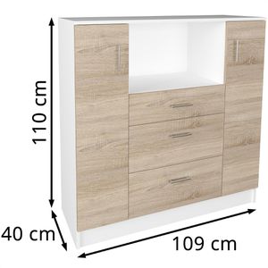 Produktbild für Küchenschrank VCM Esilo 919420, eiche / weiß, (BxH) 109x110 cm