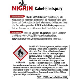 Produktbild für Kabelgleitmittel Nigrin 72228, Kabel-Gleitspray, flüssig