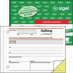 Quittungsblock Sigel SD120, A6 quer