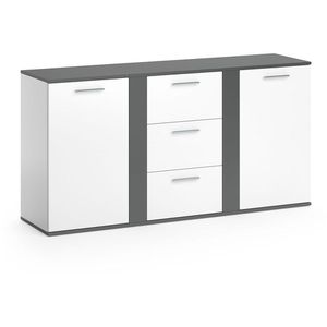 Sideboard Vicco Novelli, aus Holz, weiß / anthrazit matt