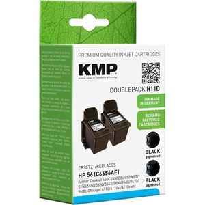 Produktbild für Tinte KMP H11D für HP 56, C6656AE, Doppelpack