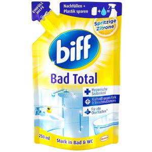 Biff Badreiniger Bad Total Spritzige Zitrone, Kalkreiniger, Nachfüller, Konzentrat, 250ml