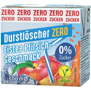 Produktbild für Eistee Durstlöscher Pfirsich zero, im Trinkpäckchen