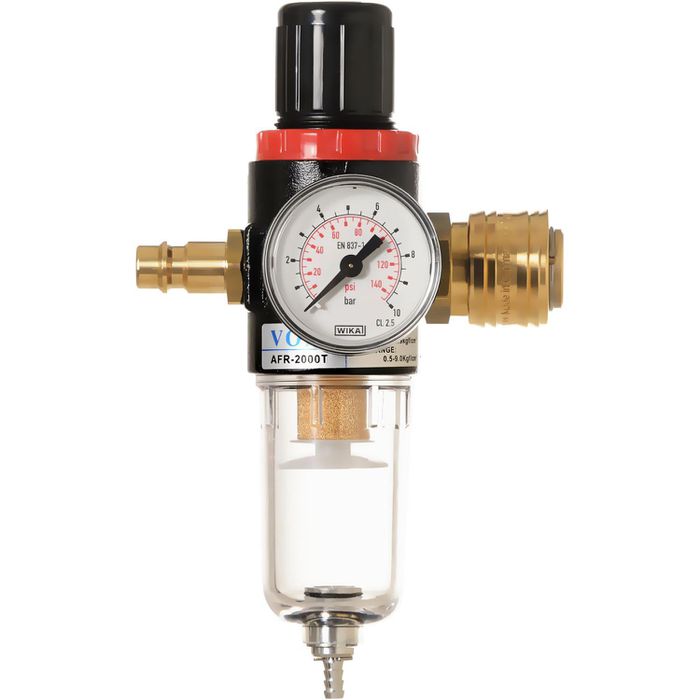 5-teiliges Druckminderer Set - 1/4 Zoll Druckluft Regler Mit Wasserabscheider - Für Kompressoren