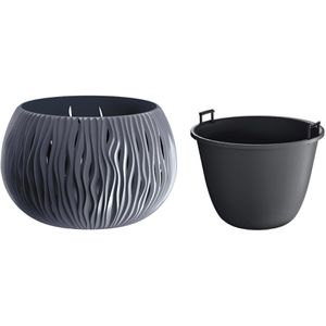 Produktbild für Übertopf Prosperplast Sandy Bowl, anthrazit, Ø 37 x 21 cm