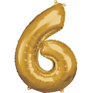 Luftballons Amscan 9906271, Riesenzahl 6, gold
