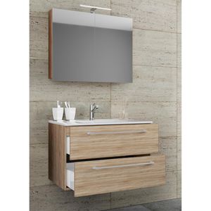 Produktbild für Spiegelschrank VCM Badinos 917093, honig eiche