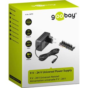 Produktbild für Universal-Netzteil Goobay 54799, 1,5 A, 9 - 24 V