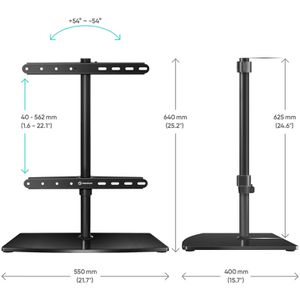 Produktbild für TV-Ständer Onkron PT3-B, schwarz, Metall &amp; Glas