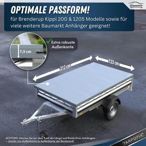 Produktbild für Anhänger-Plane Tarpofix FP10-GR, wasserdichte Flachplane
