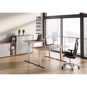 Produktbild für Schreibtisch Hammerbacher XMST 2E, nussbaum/silber