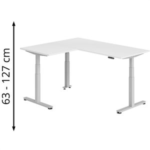 Schreibtisch Hammerbacher XDSMW, weiß / silber