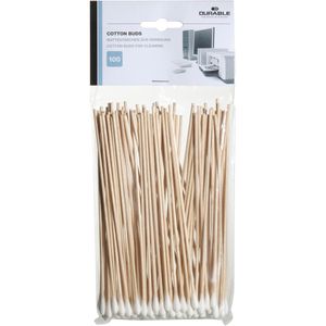 Durable Reinigungsstäbchen Cotton Buds 100, Wattestäbchen, Holzgriff, 100 Stück , 100 Stück