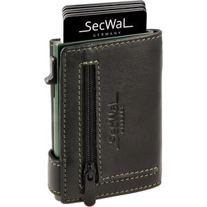 Produktbild für Kreditkartenetui SecWal Echt Leder grün/schwarz, für 10 Karten