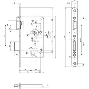 Produktbild für Einsteckschloss BKS B-12010-20L, DIN links