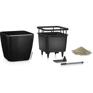Produktbild für Übertopf Lechuza QUADRO LS 43, schwarz hochglanz, 43x39x43cm