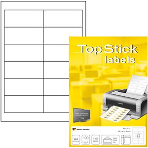 Universaletiketten TopStick labels, 8711, weiß