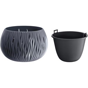 Produktbild für Übertopf Prosperplast Sandy Bowl, anthrazit, Ø 29 x 20 cm