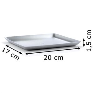 20 17cm, 63613, eckig – Tablett Basic x Edelstahl matt, AG Böttcher Blomus silber,