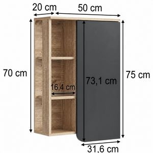 Produktbild für Bad-Hängeschrank Vicco Karen, anthrazit / sonoma eiche