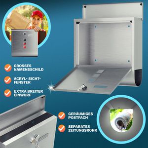 Produktbild für Briefkasten Monzana 108098, silber, aus Stahl