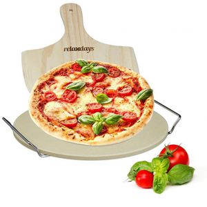 Produktbild für Pizzastein Relaxdays 10020491, Set, bis 800 °C, aus Cordierit