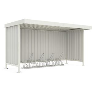 Produktbild für Fahrradunterstand WSM Leipzig L14 GE2302, grauweiß, aus Metall