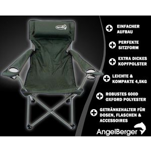 Produktbild für Campingstuhl Angel-Berger Luxus 180-00001, grün, bis 150 kg