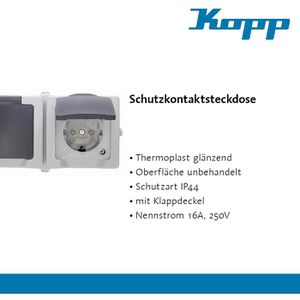 Produktbild für Steckdose Kopp Nautic, IP44, Aufputz