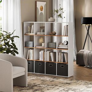 Produktbild für Bücherregal Vicco Karree, weiß / eiche