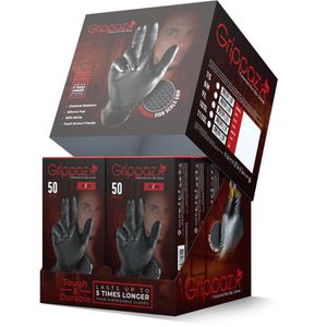 Produktbild für Einmalhandschuhe Grippaz Modell 246 / 306, schwarz, 50 Stück