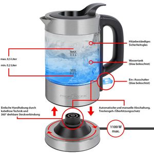 Produktbild für Wasserkocher Proficook PC-WKS 1228 G, transparent
