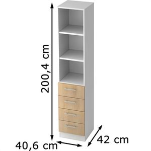 Produktbild für Kombischrank Hammerbacher Solid 7600, eiche / weiß