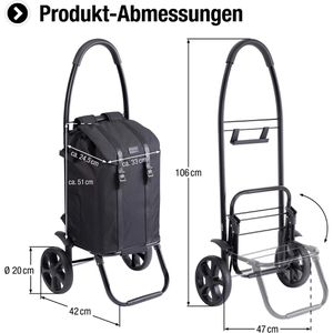 Produktbild für Einkaufstrolley Meister Black Edition, schwarz, klappbar