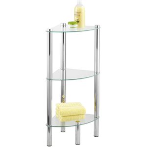 Produktbild für Badregal Wenko Yago 15850100, aus Glas / Edelstahl, verchromt