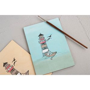 Produktbild für Motivstempel Rayher 29274000 Leuchtturm, aus Holz