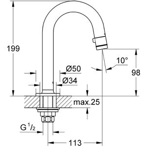Produktbild für Waschtischarmatur GROHE Universal Standventil, verchromt