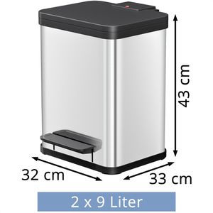 Produktbild für Mülleimer Hailo duo Plus M, silber