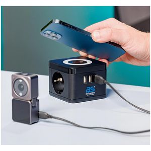 Produktbild für Steckdosenwürfel as-Schwabe 18220, mit Schalter, schwarz