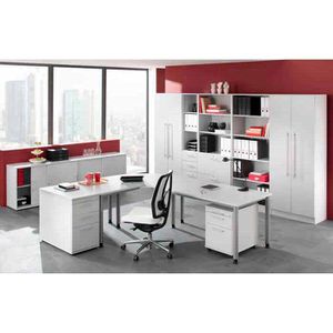 Produktbild für Schreibtisch Hammerbacher H-Serie, weiß / silber