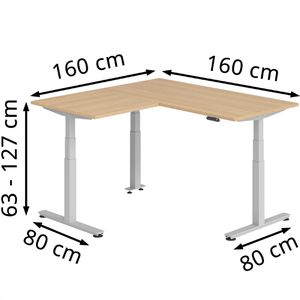 Produktbild für Schreibtisch Hammerbacher XDSMW, eiche / silber