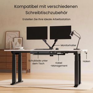 Produktbild für Schreibtisch FlexiSpot E7B Plus, weiß / schwarz