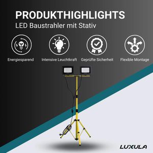 Produktbild für Baustrahler Luxula LX400170, LED, Netzbetrieb mit 3 m Kabel