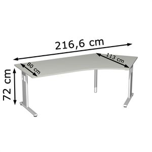 Produktbild für Schreibtisch Geramöbel Flex S-618316-LS, lichtgrau / silber