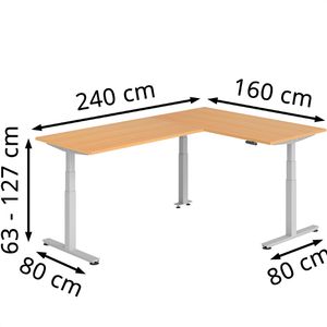 Produktbild für Schreibtisch Hammerbacher XDSMW, buche / silber